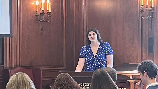 History Department Honors Thesis student at podium in Harris 108