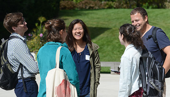 five grad students talking