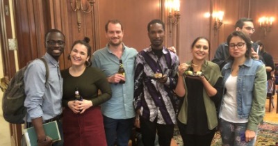 Graduate students enjoying a department event