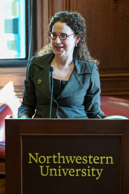 Professor Deborah Cohen speaks from The Leopold Room Podium